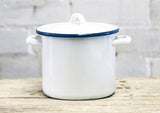 Enamel Pot With Lid - White