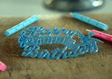 Vintage Happy Birthday Cake Decoration - Baby Blue